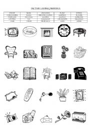 English Worksheet: IN THE LIVING ROOM :  MATCHING EXERCISE (PART 1/2 )