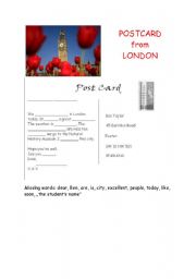 English Worksheet: postcard