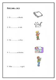 English Worksheet: am / is