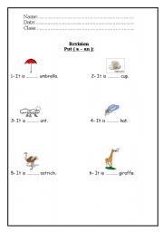 English worksheet: a-an