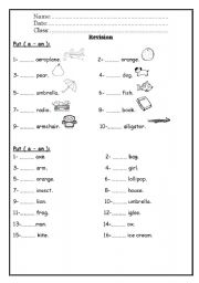 English Worksheet: a-an