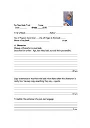 English Worksheet: Book Task