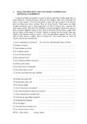 English Worksheet: Reading: Pablos family