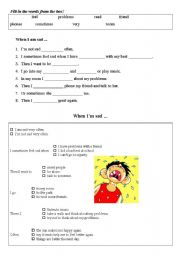 English Worksheet: when i am sad