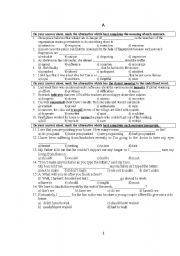 English Worksheet: GENERAL MULTIPLE CHOICE TEST