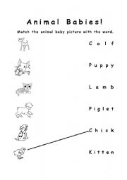 English worksheet: Animal babies 2 