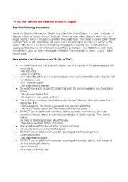 English Worksheet: A, an