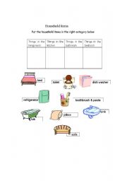 English worksheet:  Household items