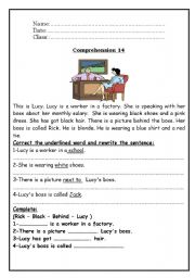 English Worksheet: Comprehension