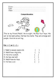 English Worksheet: Reading Comprehension