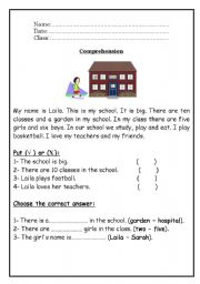 English Worksheet: Reading Comprehension