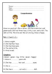 English Worksheet: Reading Comprehension