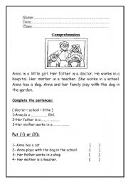 English Worksheet: Reading Comprehension