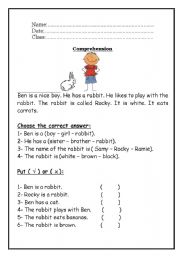 English Worksheet: Reading Comprehension