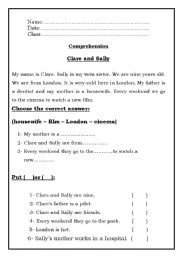 English Worksheet: Reading Comprehension