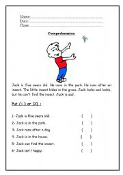 English Worksheet: Reading Comprehension