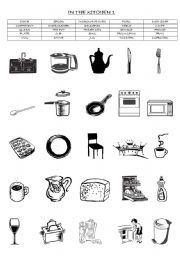 English Worksheet: IN THE KITCHEN :  MATCHING EXERCISE (PART 1/3 )