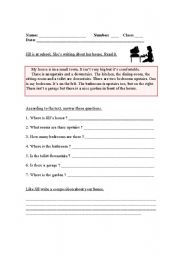 Worksheet -Jills house