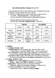 English Worksheet: Non-Defining  Relative Clause