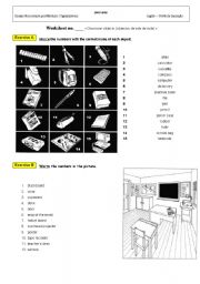 English Worksheet: Classroom objects and school subjects