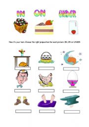 English Worksheet: Prepositions: IN - ON - UNDER