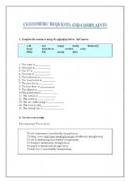 English Worksheet: Customers Requests and complaints