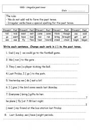 Irregular past tens verbs