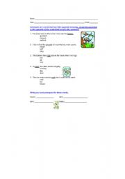 English Worksheet: ANTONYMS