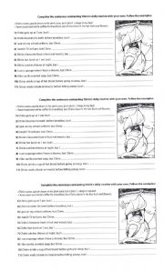 English Worksheet: A Super Bats daily routine