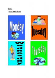 English Worksheet: Game: Days of the Week