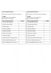 English Worksheet: Find someone who ...