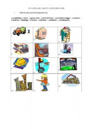 English Worksheet: vocabulary about a building site