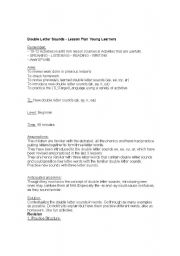 English Worksheet: Lesson Plan for Young Learners - double letter sounds