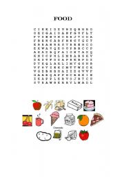 English Worksheet: food wordsearch