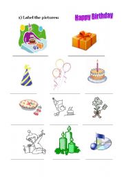 English Worksheet: birthday vocab