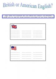 English Worksheet: British or American English