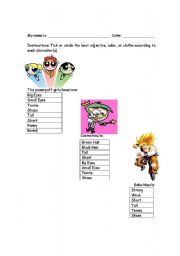English worksheet: Selecting the best Adjective