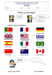 English Worksheet: Countries and Nationalities