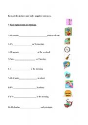 English Worksheet: simple present negative sentences