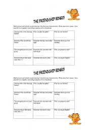 English Worksheet: the friendship bingo