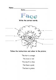 English Worksheet: face
