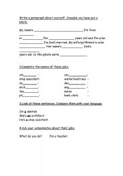 English worksheet: Describing yourself