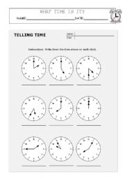 TIME WORKSHEET