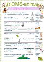 English Worksheet: IDIOMS-ANIMALS