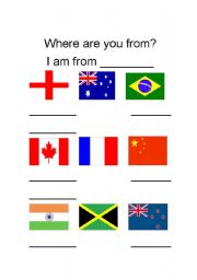 English Worksheet: Where are you from questionnaire