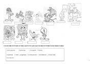 English Worksheet: cartoon characters