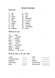 English Worksheet: Revising a,an,be and alphabet