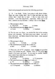 English worksheet: Reading