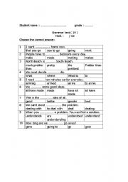 English worksheet: grammmat test