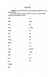 English Worksheet: opposites